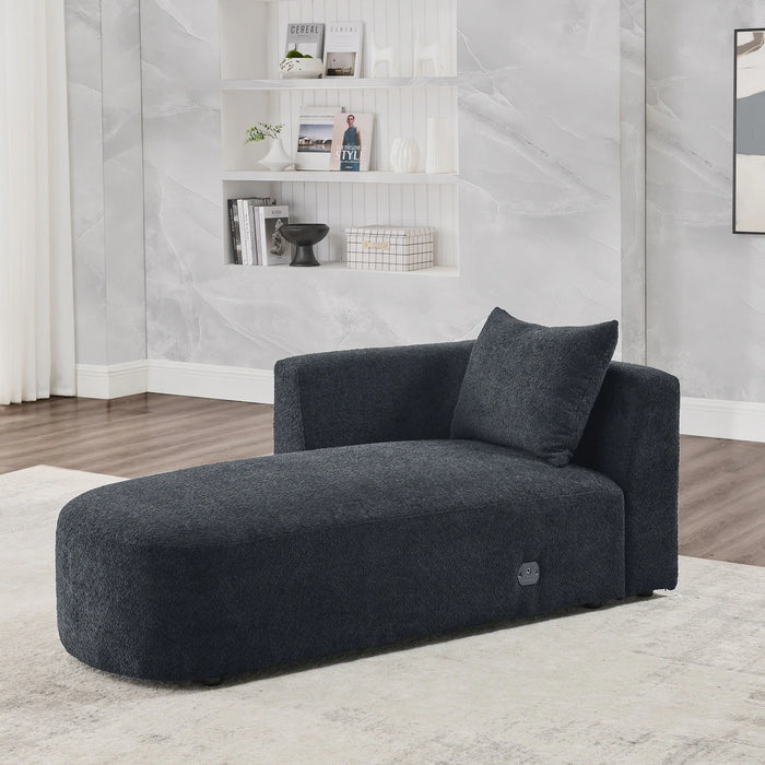 Free Combination Section Chaise Longue - Body Fabric Black Loop Yarn, Orientation Right Arm Chaise - WF00459BL