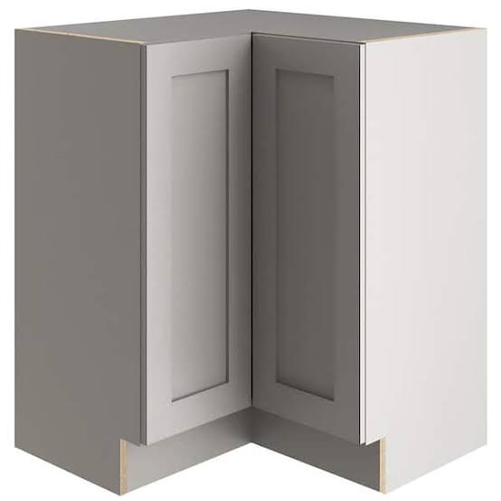 Edson Shaker Assembled 27.7 in. x 34.49 in. x 27.7 in. Lazy Susan Corner Base Cabinet in Gray (New)