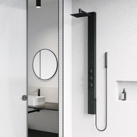 VIGO Sutton 4-Jet Shower Wall Panel System in Matte Black