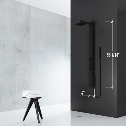VIGO Sutton 4-Jet Shower Wall Panel System in Matte Black