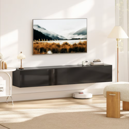 HOMCOM 70.9" W Floating TV Stand Media Console with Storage 2 Doors (New)