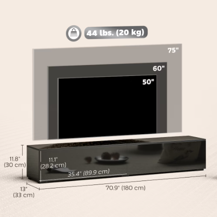 HOMCOM 70.9" W Floating TV Stand Media Console with Storage 2 Doors (New)