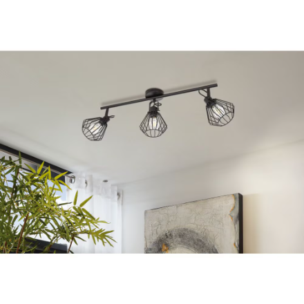 Eglo Tabillano Track Light 3L, Matte Black Finish (New)