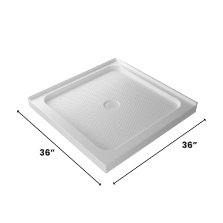 Nordic Canada Teo 36" W x 36" D Gloss White Alcove Shower Base with Central Drain (New)
