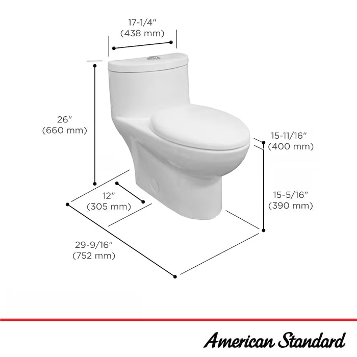 American Standard Tofino 1-Piece 4.1/6.0 LPF Dual Flush Standard Height Elongated Concealed Toilet in White (New, Out Of Box)