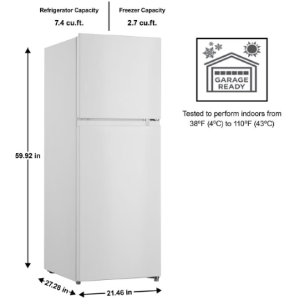 Vissani 24-inch W 10.1 Cu. Ft. Top Freezer Refrigerator in White- ENERGY STAR (New)