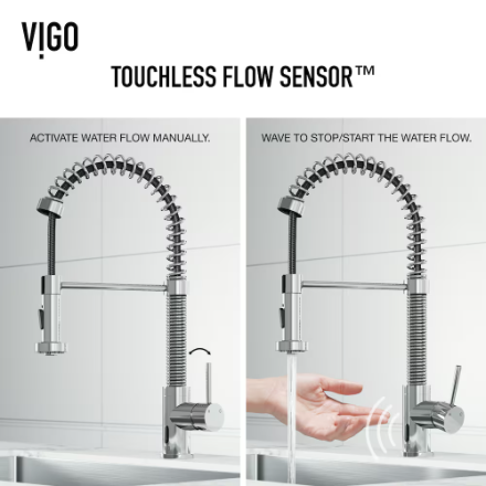 VIGO Edison Single-Handle Pull-Down Sprayer Kitchen Faucet and Touchless Sensor in Chrome (New)