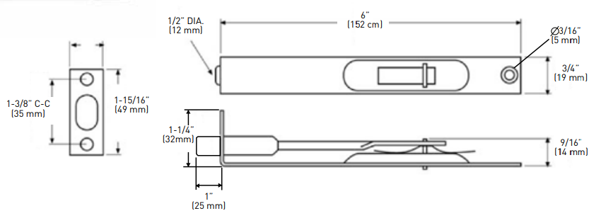 Radius End Flush Bolt