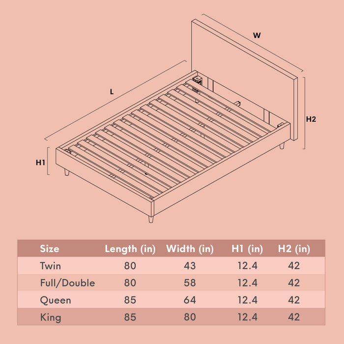 Twin Upholstered Bed Frame Dove Grey (New)
