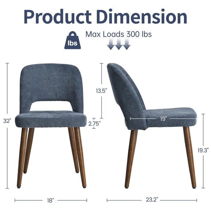 Upholstered Wood Legs Dining Chairs - Upholstery Colour Blue - VK-576-BUE