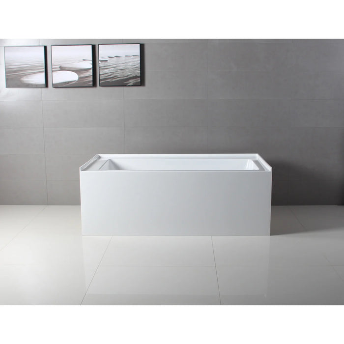 Kingston Tulare VTAP603622R - Aqua Eden 60-Inch Acrylic Rectangular 3-Wall Alcove Tub, Right Hand Drain, Glossy White (New)