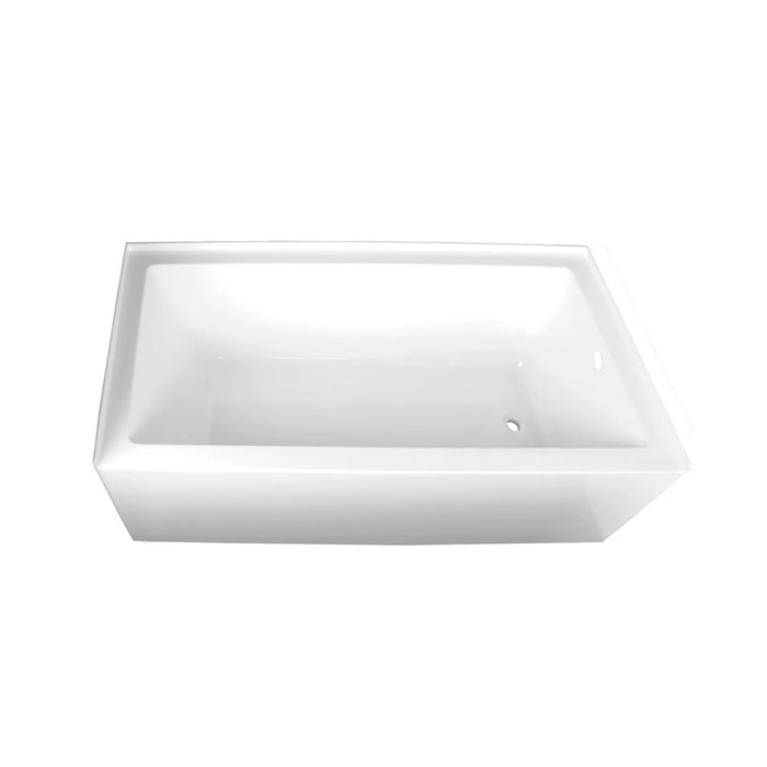 Kingston Tulare VTAP603622R - Aqua Eden 60-Inch Acrylic Rectangular 3-Wall Alcove Tub, Right Hand Drain, Glossy White (New)
