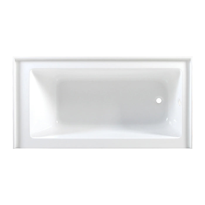 Kingston Tulare VTAP603622R - Aqua Eden 60-Inch Acrylic Rectangular 3-Wall Alcove Tub, Right Hand Drain, Glossy White (New)