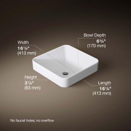 KOHLER Vox Square Vessel bathroom sink (New)