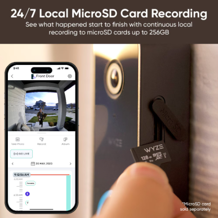 Wyze Wired Video Doorbell v2, 2K HD Video with Head-to-Toe view, 2-way Audio, Colour Night Vision (New)