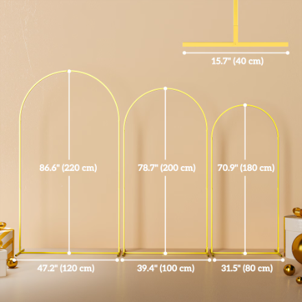 Outsunny 7/6.5/6 ft Gold Wedding Arch Set Backdrop Stand for Party