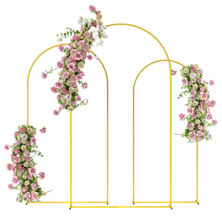 Outsunny 7/6.5/6 ft Gold Wedding Arch Set Backdrop Stand for Party