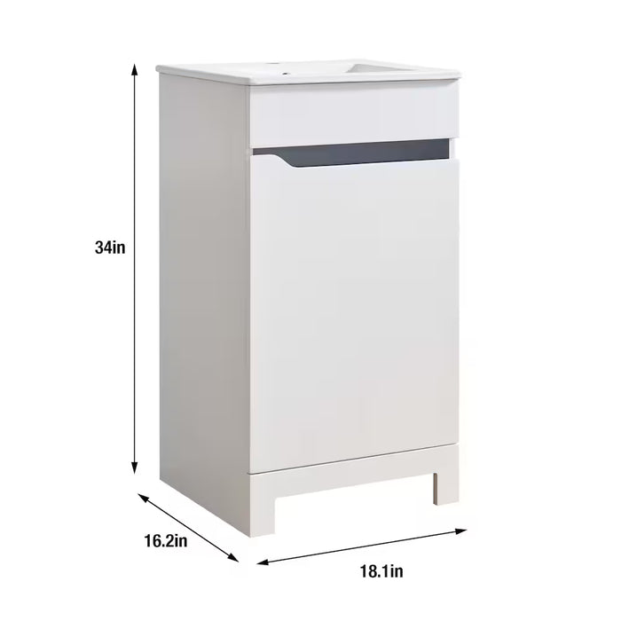 Agartha 18.1in W X 16.2in D X34in H Vanity With Ceramic Top In Matte White (New)
