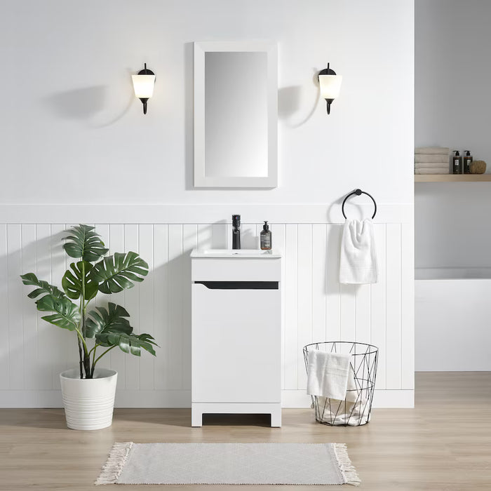 Agartha 18.1in W X 16.2in D X34in H Vanity With Ceramic Top In Matte White (New)