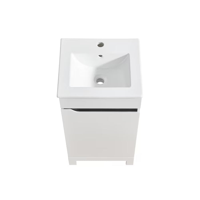Agartha 18.1in W X 16.2in D X34in H Vanity With Ceramic Top In Matte White (New)