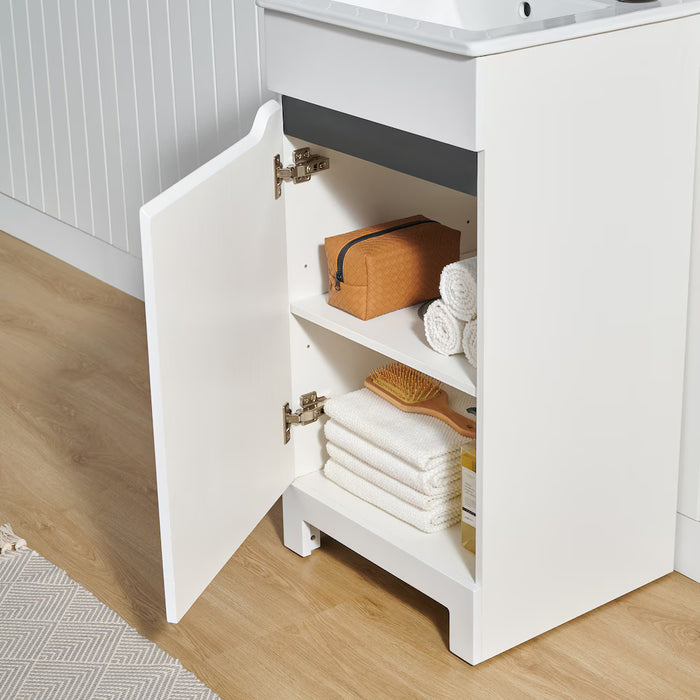 Agartha 18.1in W X 16.2in D X34in H Vanity With Ceramic Top In Matte White (New)