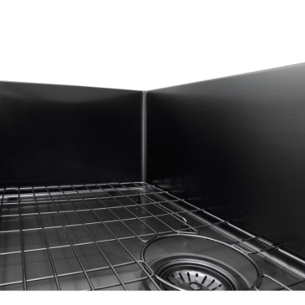 Ancona 32 inch 60/40 Double Bowl Undermount Kitchen Sink with Grid and Roll-Up Mat in Black PVD Nano (New)