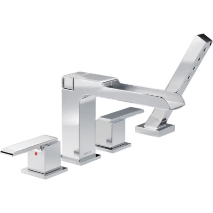 Delta Ara Roman Tub Trim with Channel Spout and Hand Shower in Chrome (Valve Sold Separately)