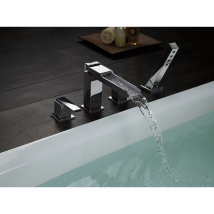 Delta Ara Roman Tub Trim with Channel Spout and Hand Shower in Chrome (Valve Sold Separately)