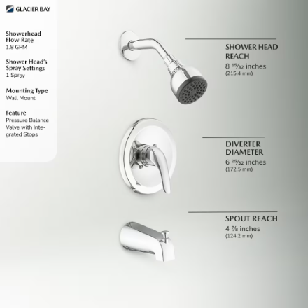 Aragon 1-Spray Single Handle Tub and shower Faucet in Chrome (Valve Included) (New)