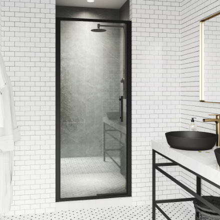 Vigo Astoria Framed Pivot Shower Door Matte Black Style