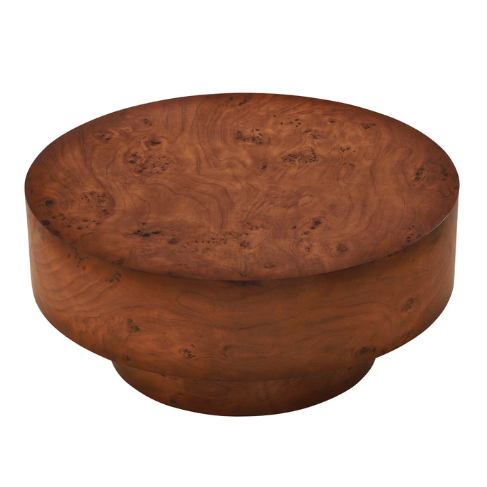 Modern 31.5" Round Coffee Table with Burl Veneer Finish, Walnut (new)