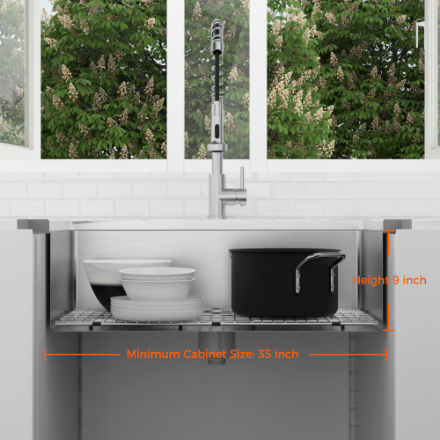 32 in. W Single Bowl Rectangular Stainless Steel Undermount Kitchen Sink with Bottom Grid and Strainer Included