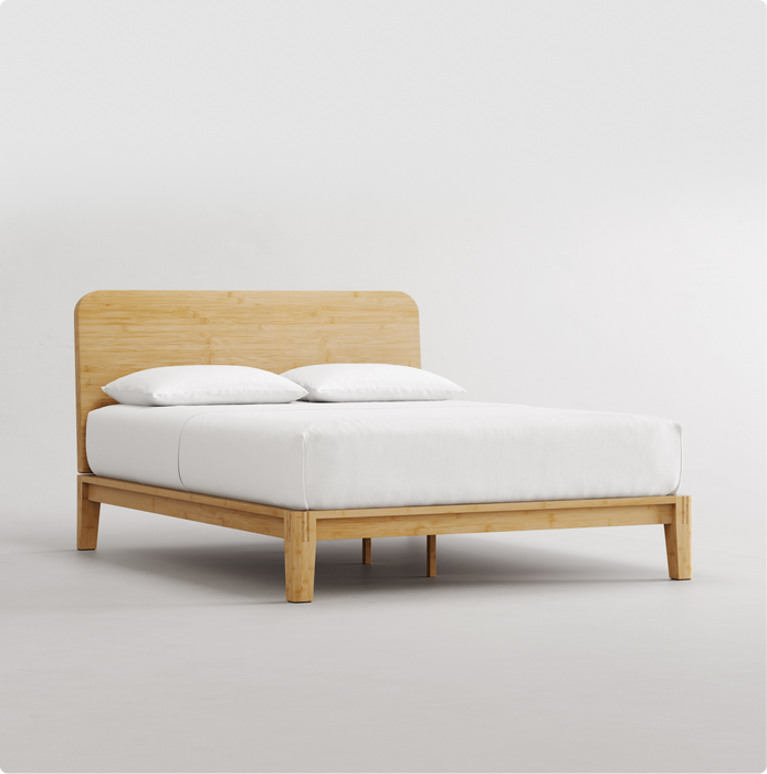 Bamboo Platform Bed Frame with Headboard (New)