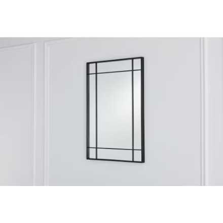 GlucksteinElements Burke 21-inch W x 30-inch H Window Panel Shape Metal Brushed Brass Framed Wall-Mounted Mirror (new)