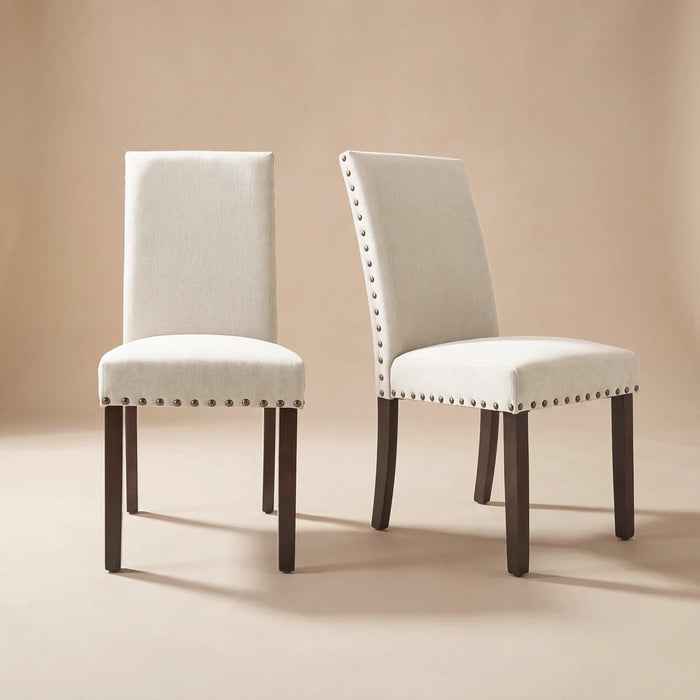 Upholstered Solid Wood Dining Chair Side Chair - Upholstery Colour Beige - WF-6870-Beige-F