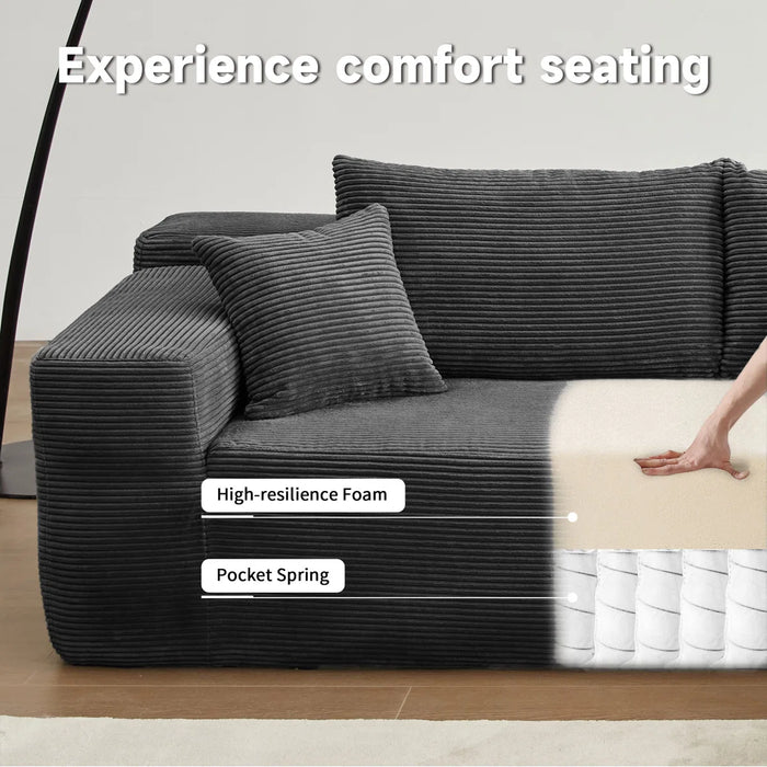 Kustas 2 - Piece Upholstered Sectional with Pillow, No Assembly Required Sleeper Sofa, Free Combination Sofa Bed for Living Room - Body Fabric Grey Corduroy, Orientation Right Hand Facing - DXRSEC1WW-VI9R