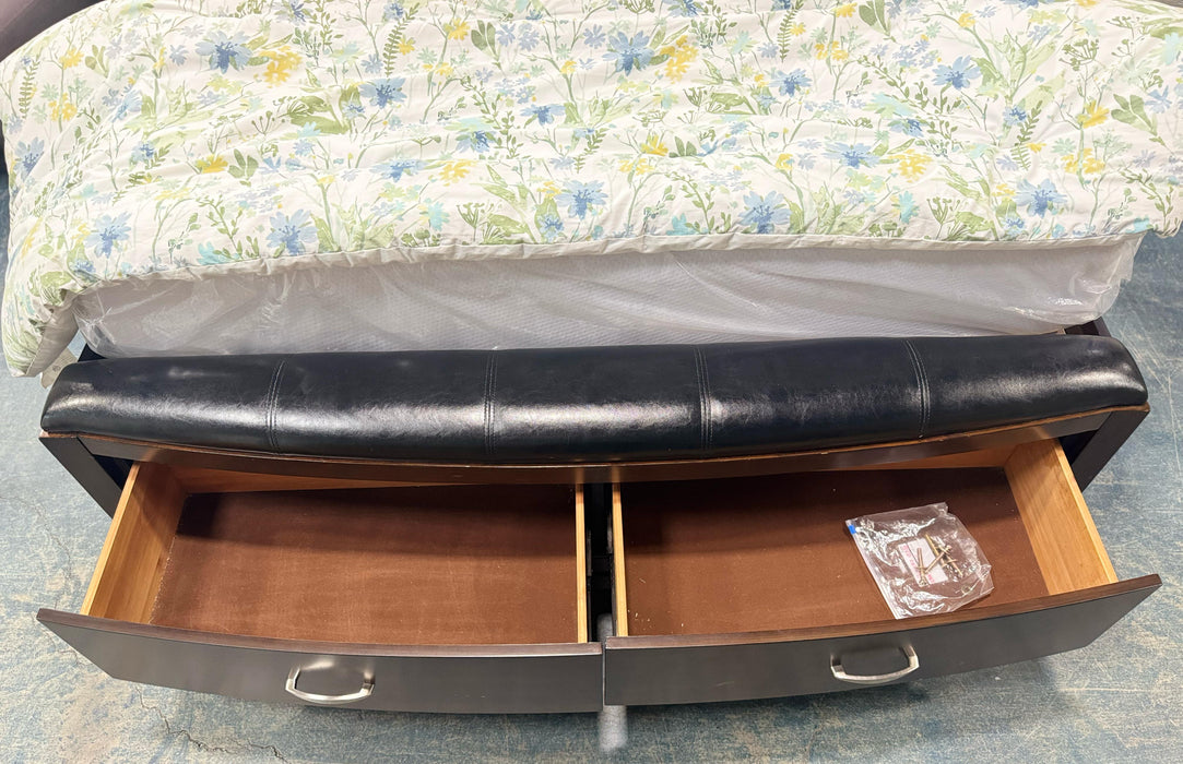 Dark Wood Queen Bed Frame with Storage Drawers