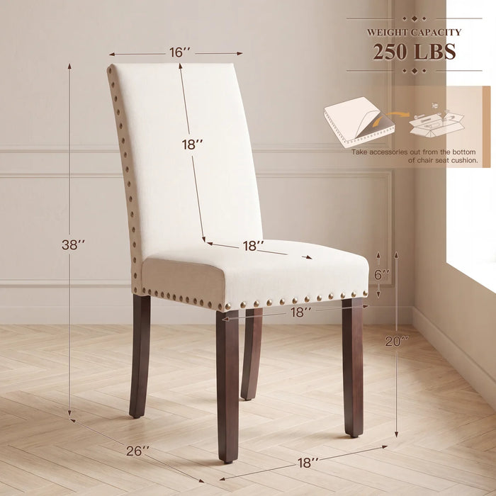 Upholstered Solid Wood Dining Chair Side Chair - Upholstery Colour Beige - WF-6870-Beige-F