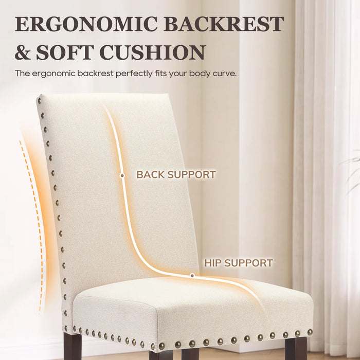Upholstered Solid Wood Dining Chair Side Chair - Upholstery Colour Beige - WF-6870-Beige-F