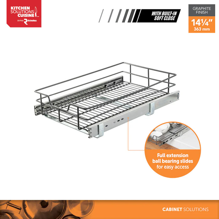Richelieu 14 1/4-inch Pull-Out Storage Drawer with Soft-Close Slides for Base Kitchen Cabinet Organization (New)