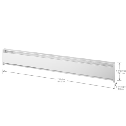 Cadet Heat 71" 240/208V 1,250/937W SoftHeat Hydronic Electric Baseboard Heater in White