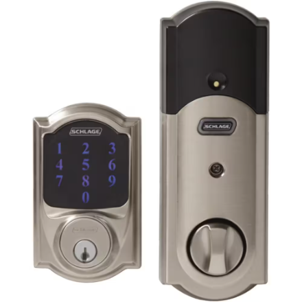 Schlage Camelot Smart Door Lock in Satin Nickel