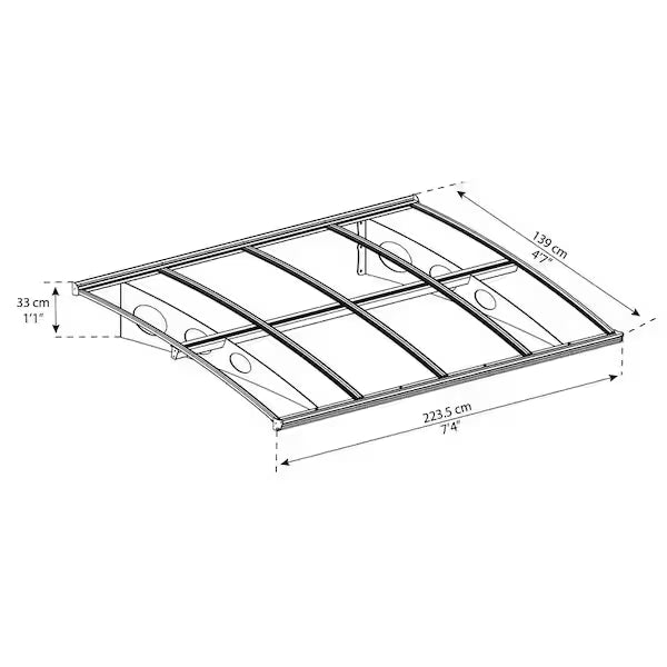 Canopia Herald 5 ft. x 7 ft. Gray/Diffused Door and Window Awning (new)