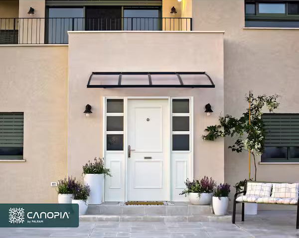 Canopia Herald 5 ft. x 7 ft. Gray/Diffused Door and Window Awning (new)