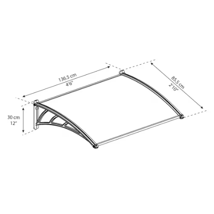 Neo 3 ft. x 4.5 ft. Door and Window Awning in Grey