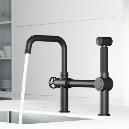 VIGO Cass 13" Single-Handle High-Arc Widespread Bridge Kitchen Faucet with Pull-Out Sprayer