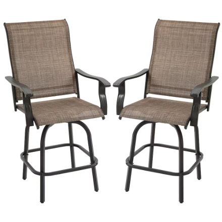 Outsunny Outdoor Patio Bistro Set of 2 Bar Height Patio Chairs, Brown