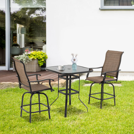 Outsunny Outdoor Patio Bistro Set of 2 Bar Height Patio Chairs, Brown