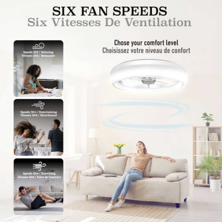 Bell + Howell CannonX 19.7-inch LED Ceiling Light Fan, White