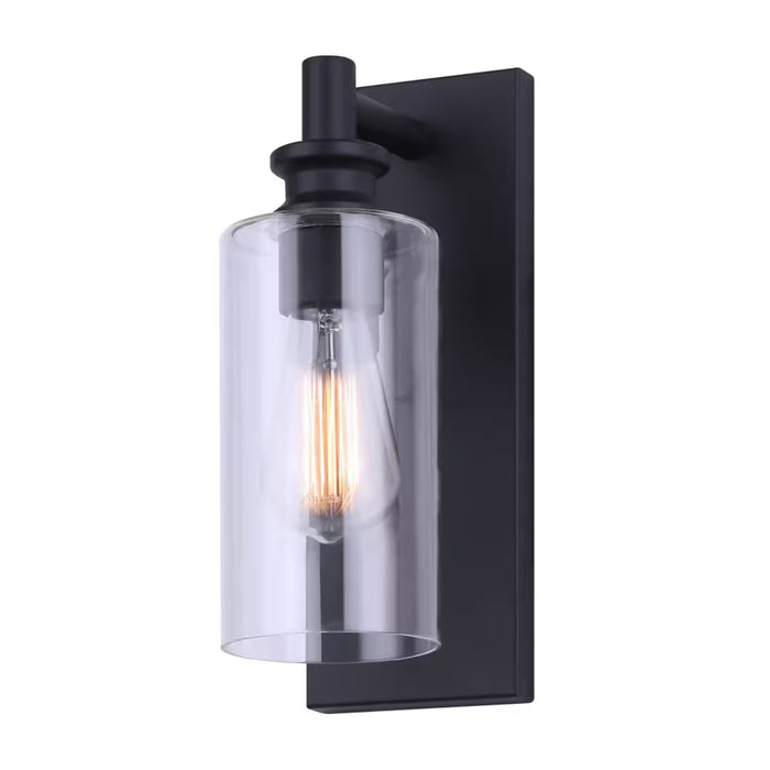 Canarm CORMAC 1-light black outdoor wall light with clear glass shade (NEW)
